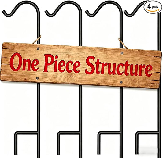 BEAU JARDIN 4 Pack Solid Shepherd Hook 37 inch One Piece Structure No Assembly Required Heavy Duty Solid Shepards Garden Outdoor for Hanging Plants Lanterns Hanger Wedding Black