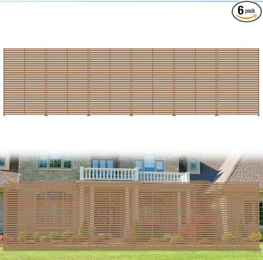 Privacy Fence Screen with Stand 6 Panel 72" H×47" W HDPE Decorative Privacy Panels with Stand, Air Conditioner Fence Panels, Privacy Screen for Outdoor Backyard, Balcony, Pool