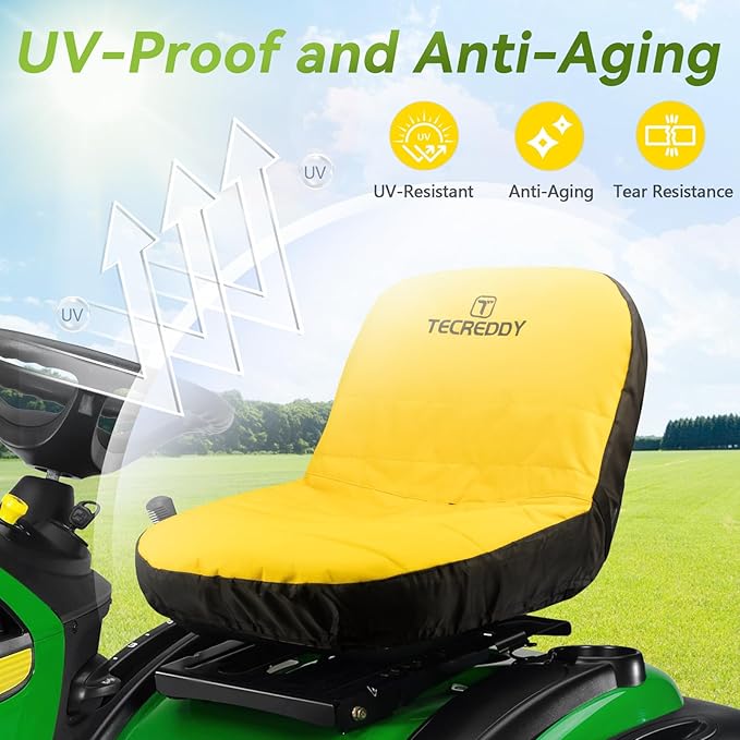 Lawn Mower Seat Cover, Weatherproof Heavy Duty Tractor Seat Cover Compatible with John Deere LP92324 Cub Cadet Riding Lawn Mower, Medium