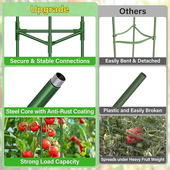 Legigo 4 Pack 65 Inch Tomato Cage for Garden, Heavy-Duty Tomato Trellis Plant Support Stakes, Adjustable Garden Trellis Plant Cage for Climbing Plants Peppers Outdoor Raised Garden Bed and Vegetables