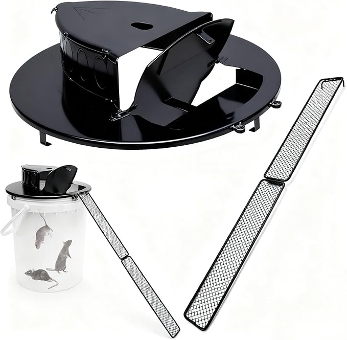 Bucket Lid Mouse Trap Metal 5 Gallon Bucket lid, Strong Material That Will Not Deform or be Bitten, Humane or Lethal Rat Traps, Auto Reset, Repeat Catch for Indoor Outdoor