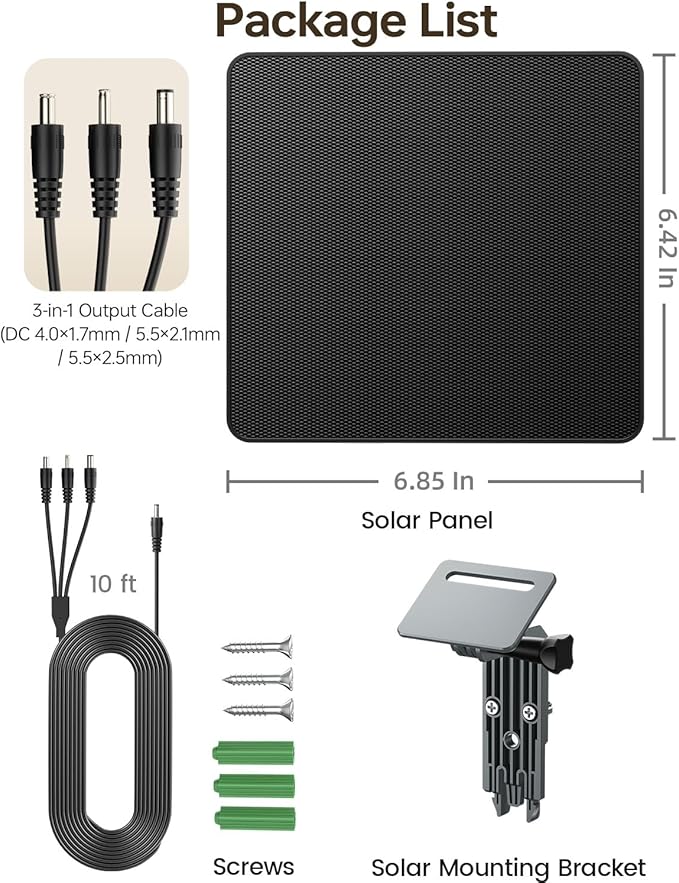 Trail Camera Solar Panel, KJK 6W Solar Battery Charger 12V/1.5A with 10000mAh Built-in Battery, IP67 Waterproof for Cellular & Wireless Hunting Cameras