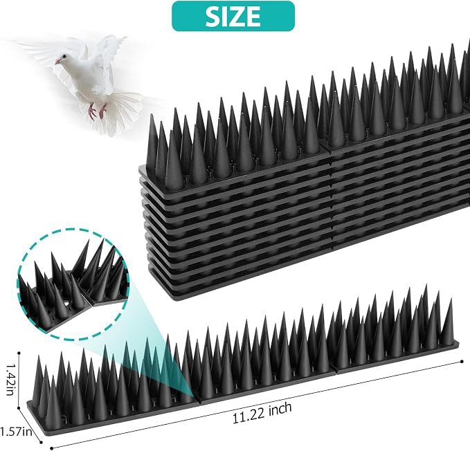 Bird Spikes, 30 Pack Pigeon Cat Squirrel Raccoon Animal Deterrent Spikes Anti-Climb for Outside Anti-Animal Defender Spikes to Keep Birds Away, Black