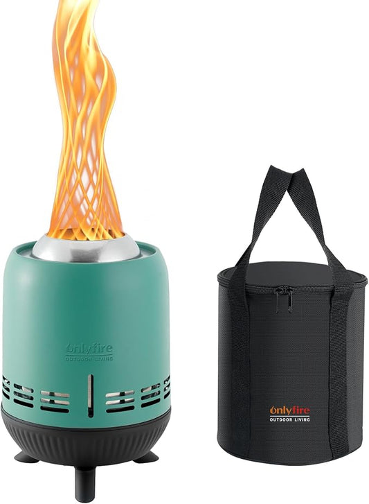 Tabletop Fire Pit Burning Woods/Pellets, Portable Small Fireplace with Storage Bag for Camping Tailgating RV Patio Backyard, Smokeless Camping Stove 9.5", FP055 Blue