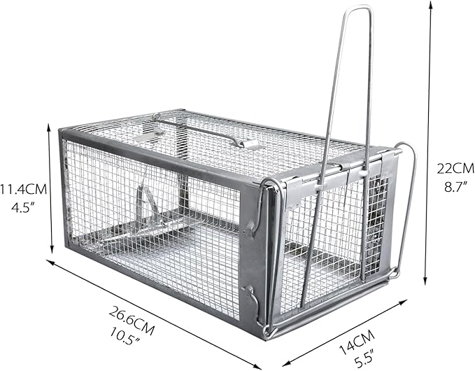 Gingbau 2-Pack Rat Traps Humane Live Chipmunk Mouse Trap Cages for Indoor and Outdoor Use