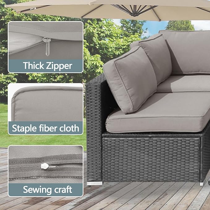 14Pcs Patio Cushion Covers Replacement Splashproof UV-Resistant Inelastic Covers with Zippers, Max Compatible 24.8x24.8x3.54inch Patio Cushion, for 7 Pcs Outdoor Patio Furniture Sets