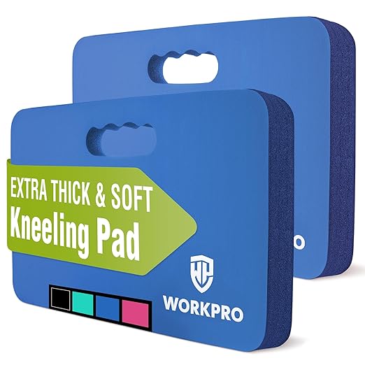 WORKPRO Extra Thick Kneeling Pad, 2-Pack, Soft NBR Foam Cushioning for Knee, Large Foam Kneeler Mat for Gardening, Bathing Baby, Exercise, Workout Supplies, 17.5 x 11 x 1.5 in, Blue
