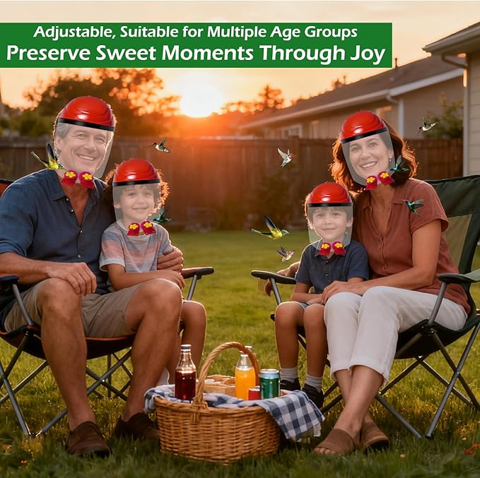 Hummingbird Feeder Helmet | Easy-Install Hummingbird Feeder Hat | 2 Feeding Ports, Round Nectar Box, Leak-Proof & Quick to Refill, 2PCS