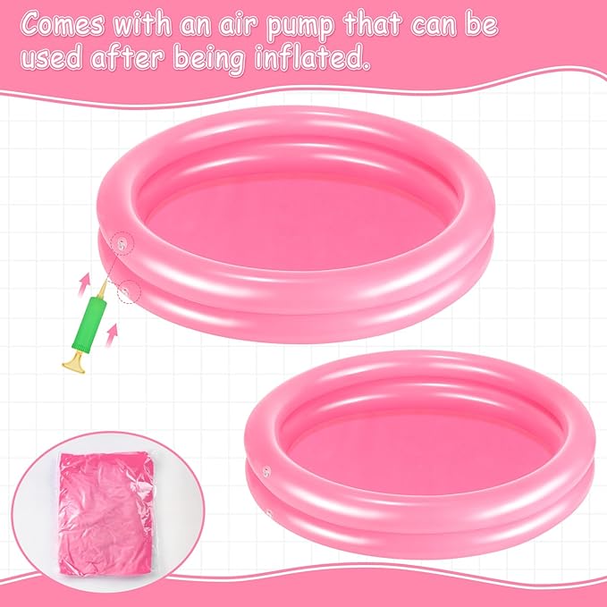 2 Pack Pink Inflatable Pool Foot Bath Basin, Swimming Pool Clean Feet, Foot Soaking Bath Basin for Pool Entry Ladder, Home Spa Treatment for Above Ground Pools