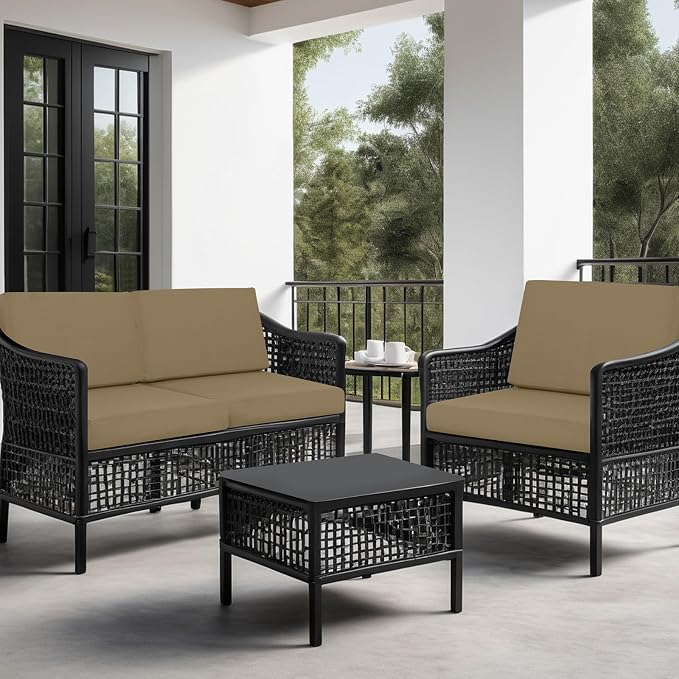 idee-home Outdoor Chair Cushions for Patio Furniture, Outdoor Seat Cushion | Waterproof Hampton Bay Deep Seat Replacement Couch Cushions for Garden Backyard Deck 28.5 x 28.5