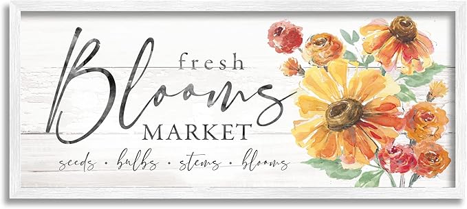 Stupell Industries Fresh Blooms Market Seeds Bulbs Stems Flower Illustration, Design by Courtney Morgenstern