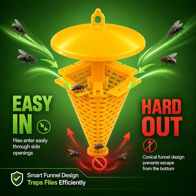 9 Pack Fly Traps Outdoor Hanging, Portable Disposable Fly Catcher, High-Capacity Add Water Flying Insect Trap Fly Traps for Patio, Backyard, Ranch & Garbage Area
