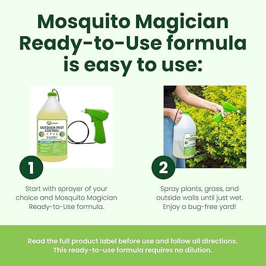 Mosquito Magician Handheld Battery Sprayer Bundle – Includes 2 × 1-Gallon Ready-to-Use Mosquito Spray – Kills Mosquitoes, Fleas & Fire Ants – Adjustable Nozzle for Easy Yard & Patio Application