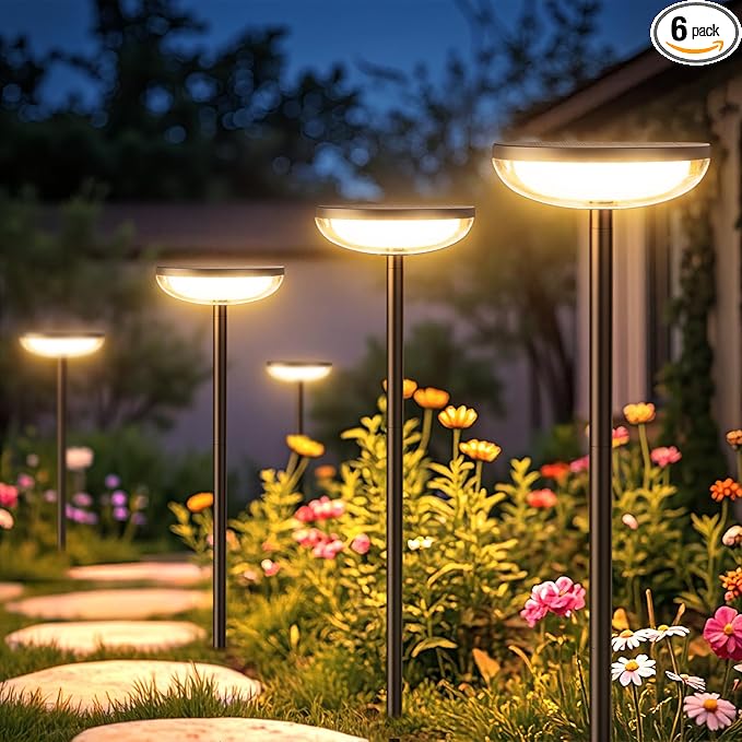 ELECLINK Solar Pathway Lights Outdoor, 6 Pack Tall Solar Garden Lights Outdoor Waterproof for Yard Flower Bed Patio Path Walkway Driveway Outside Decor Landscape Lighting