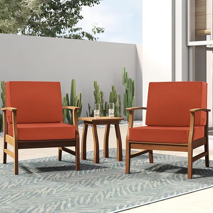 Favoyard Deep Seat Patio Cushion Set 19 x 19 Inch Waterproof Outdoor Chair Cushions for Patio Furniture with Fade Resistant and Removable Cover with Handle & Adjustable Straps for Patio, Yard, Garden
