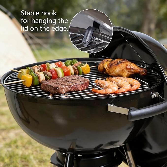 18-Inch Kettle Charcoal Grill with Lid & Wheels | Beginner-Friendly, For Backyard, Patio & Family Cookouts, Easy-to-Use, Ash Catcher