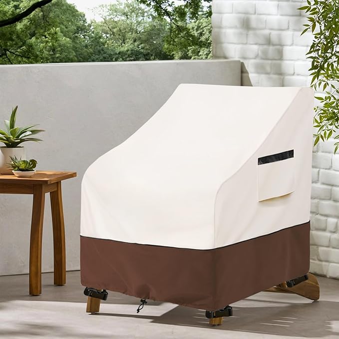 Patio Chair Covers Waterproof Heavy Duty Patio Furniture Covers for Outdoor Adirondack Chair 35 W x 37 D x 36 H inches,Beige & Brown