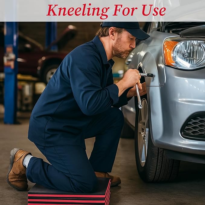 Ptwola Foldable EVA Mat with Carrying Handle, 2.5cm Thick Foam Cushion Kneeling Pad High Density Water Resistant Anti Slip Knee Mat for Workout Exercise Mechanic Garages Picnics Gardening Camping Gym