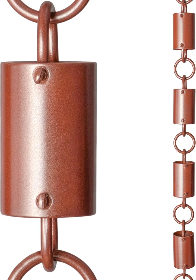 Monarch Rain Chains Aluminum Cylinder Brushed Copper Rain Chains for Gutters – 8.5 ft Black Decorative Rainchain Outdoor Durable Heavy Duty Gutter Chain Downspout, Modern Rainchains for Outside