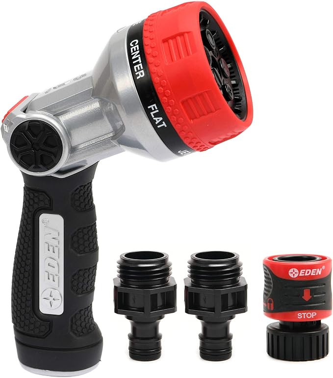Eden Heavy Duty Oscillating Sprinkler and 7-Pattern Thumb Control Nozzle Bundle W/Quick Connect Starter Sets