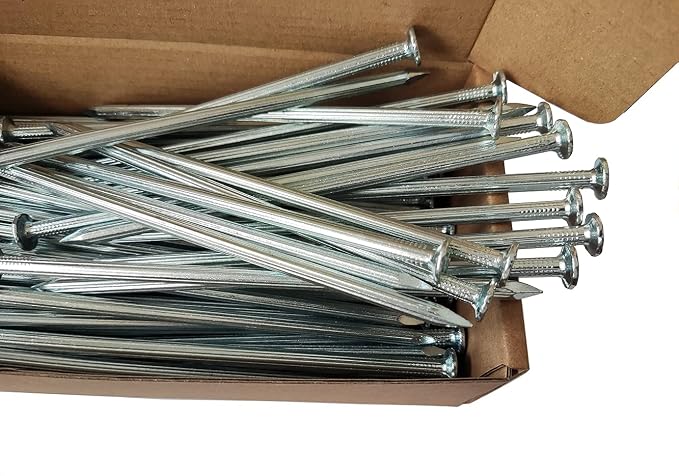 Metal Nails 6-Inch 144 Pcs Landscape Anchoring Spikes for Paver Edging, Weed Barriers, Turf, House Construction, Carpentry Nail, Tent, Anchoring Stakes (144-6in)