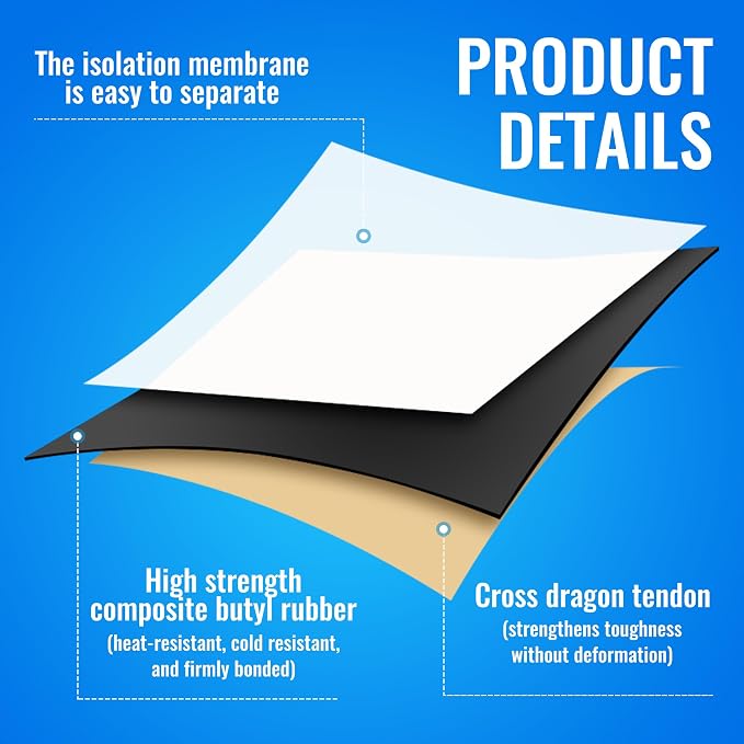 Pond Liner Seam Tape 3" x 30' - Double Sided Butyl Adhesive Tape for EPDM Liners, Waterproof Repair Patch for Ponds, Fish Ponds, Water Features & Outdoor Landscaping (Black)