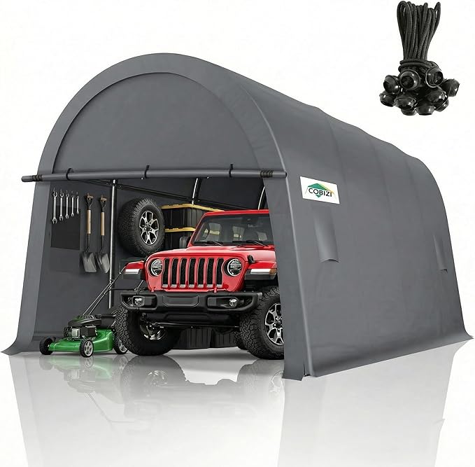 COBIZI Carport Canopy 12x20 Heavy Duty Portable Garage, All-Season Portable Car Ports & Outdoor Storage Shed, Galvanized Frame Vehicle Shelter with Removable Doors and Vents, Gray