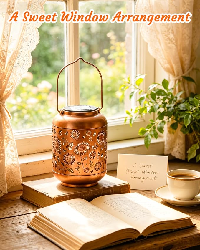 ANYTALK Birthday Gifts for Women Mom Grandma, Sunflower Solar Lanterns Outdoor Waterproof, Hanging Solar Lights for Yard, Patio, Porch, Garden Decor