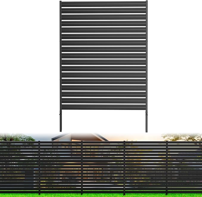 1 Panel No-Dig Metal Privacy Fence Screen, 60" H × 48" W Outdoor Air Conditioner Fence, Rustproof AC Unit Cover to Hide Trash Bins, Pool Equipment Enclosure, Decorative Garden, Patio & Backyard