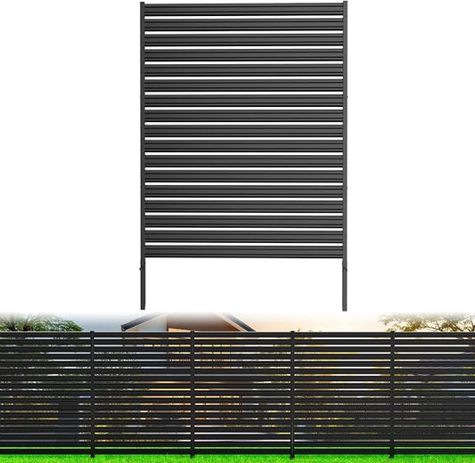 1 Panel No-Dig Metal Privacy Fence Screen, 60" H × 48" W Outdoor Air Conditioner Fence, Rustproof AC Unit Cover to Hide Trash Bins, Pool Equipment Enclosure, Decorative Garden, Patio & Backyard