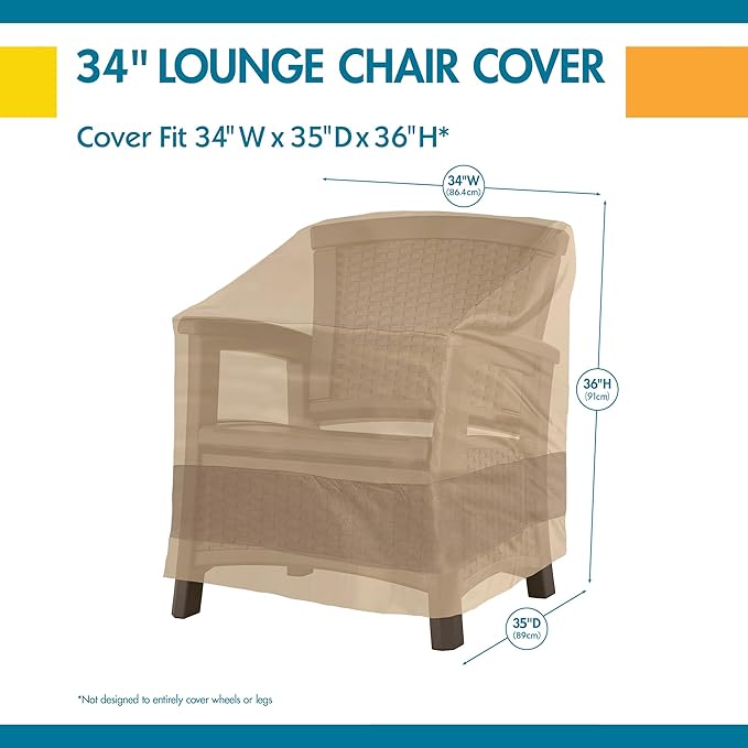 DUCKCOVERS Elegant Waterproof 34 Inch W Patio Chair Cover, Outdoor Chair Covers