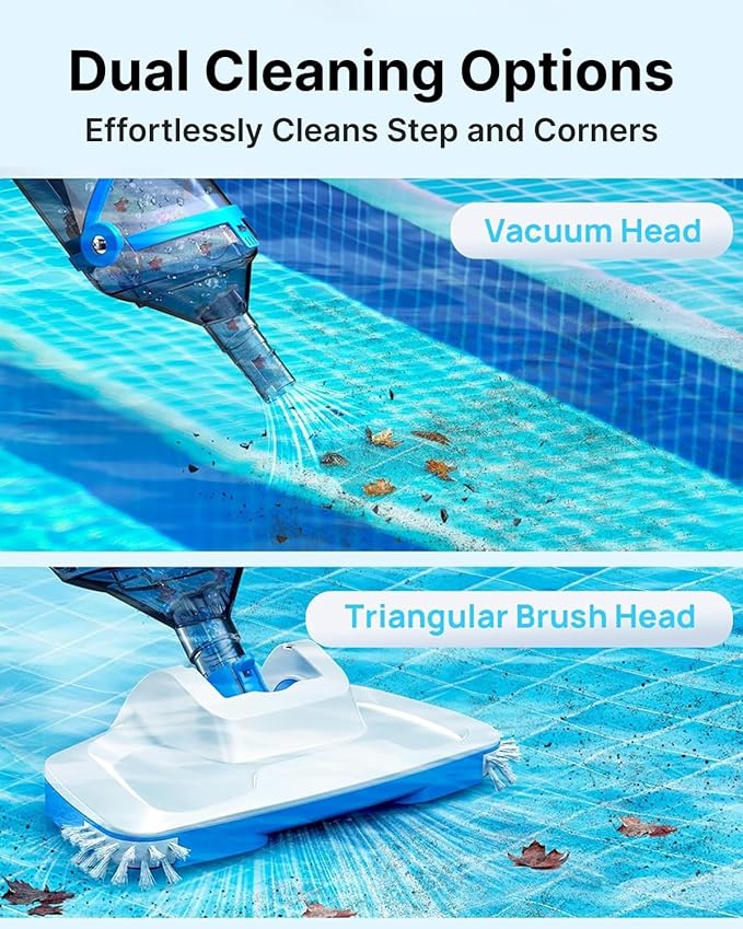Consciot 2026 Update for Motor, L2 Pool Vacuum for Above Ground & Inground Pools, Rechargeable Handheld Cleaner with Telescopic Pole, 18.5 GPM Suction, 13.4" Head, 60-Min Runtime