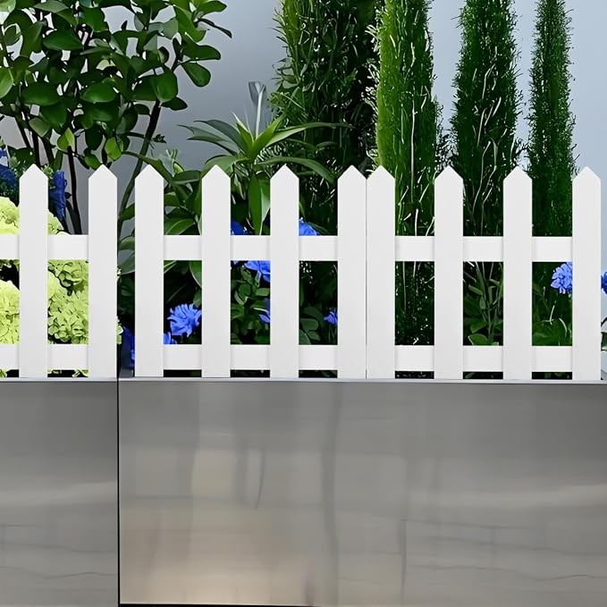 DOITOOL White Picket Fence Garden Border, Wood Decorative Garden Fence Animal Barrier Landscape Fencing Border for Dogs, Flower Bed, Yard and Patio Outdoor Decor (Total Length: 120cm, Height: 30cm)