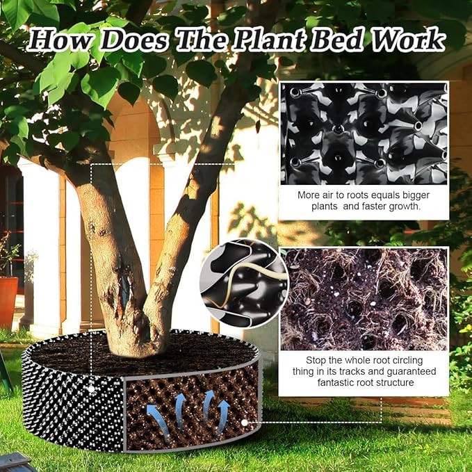 RooTrimmer Air Pruning Containers, 25 Gallon Air Pruning Planters, 100 Liter 20" X 20" D/H Special Packing Interlocked Large Air Root Pruning Planters for Big Tree Grow Outdoor, Black, 10 Packs