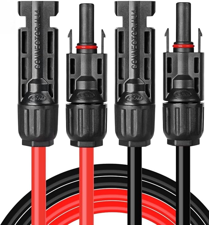 6 Feet 12AWG Solar Extension Cable with Female and Male Connector, Twin Wire Solar Panel Wire Adapter for Home, Shop and RV Solar Panels (6FT Red + 6FT Black)