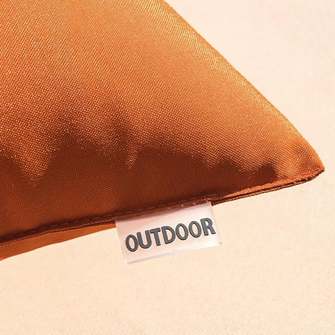 MIULEE Pack of 2 Decorative Outdoor Waterproof Pillow Covers Square Garden Cushion Sham Throw Pillowcase Shell for Fall Patio Tent Couch 20x20 Inch Burnt Orange