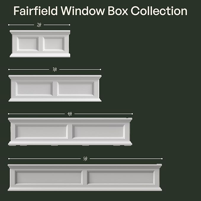 Mayne Fairfield 4ft Window Box, Self Watering Flower Box with Double Wall Design, All Season Fade Resistant Outdoor Window Planter With Steel Mounting Bracket, Black