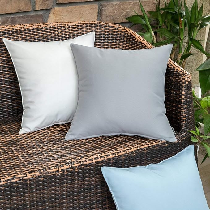 MIULEE Pack of 2 Decorative Pillow Covers Square Cushion Sham Throw Pillowcase Summer Shell Waterproof for Indoor Couch Chair Sofa Patio 16x16 Inch Light Blue
