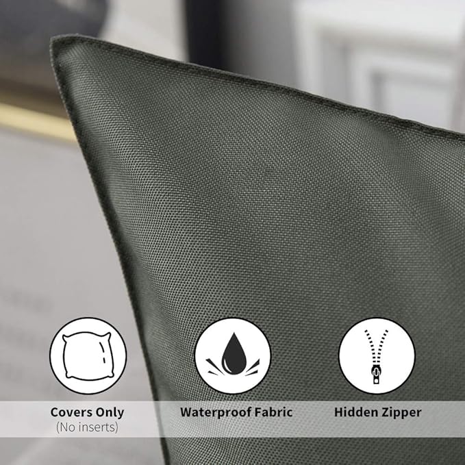 MIULEE Pack of 2 Decorative Outdoor Waterproof Pillow Covers Square Garden Cushion Sham Throw Pillowcase Shell for Spring Patio Tent Couch 20x20 Inch Dark Gray