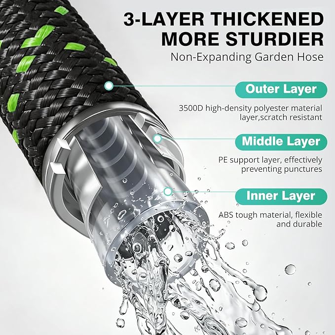 Garden Hose, 5FT Flexible Lightweight Non-Expandable Water Hose, Leak-Proof, Burst-Resistant, High-Pressure for Yard, Outdoor