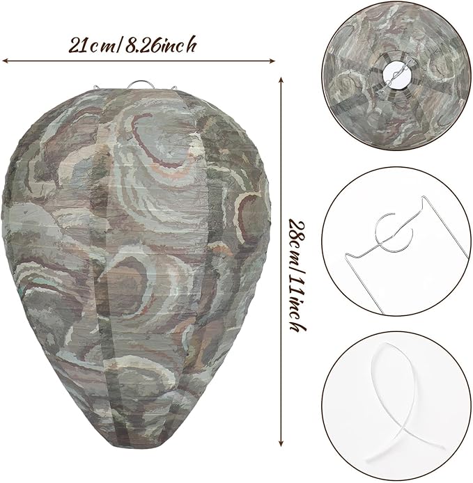 DECYOOL 6 Pack Paper Wasp Nest Decoy Hanging Wasp Nest Stay Away from Wasps Hornets Yellow Jackets(Dark Green)