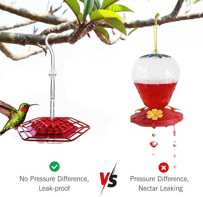 2 Pack Hummingbird Feeder for Outdoors Hanging,Easy to Clean and Refill,Ant Proof No Leak,with 30 Feeding Ports Saucer Humming Bird Feeder Hummingbird feeders for Window