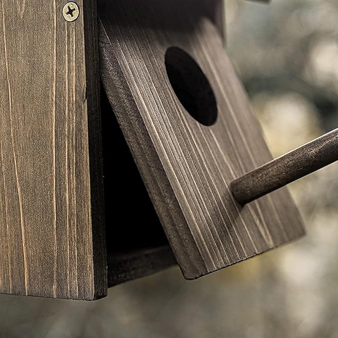 NATUREYLWL Weatherproof Bird House, Wooden Bird Houses for Outside with Pole, Durable Birdhouse for Finch, Bluebird, Cardinals, Hanging Birdhouse Garden Country Cottages