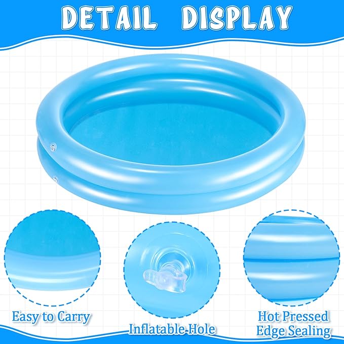2 Pack Blue Inflatable Pool Foot Bath Basin, Swimming Pool Clean Feet, Foot Soaking Bath Basin for Pool Entry Ladder, Home Spa Treatment for Above Ground Pools