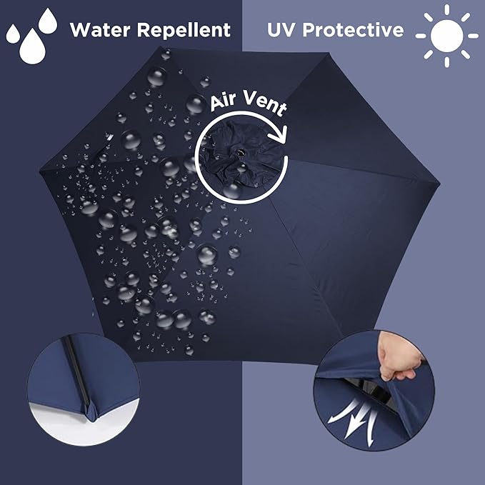 Sfmora 9ft Patio Umbrella Replacement Canopy for 6 Ribs, Outdoor Umbrella Canopy ONLY, Market Umbrella Top, Water-Resistant & UV-Protective