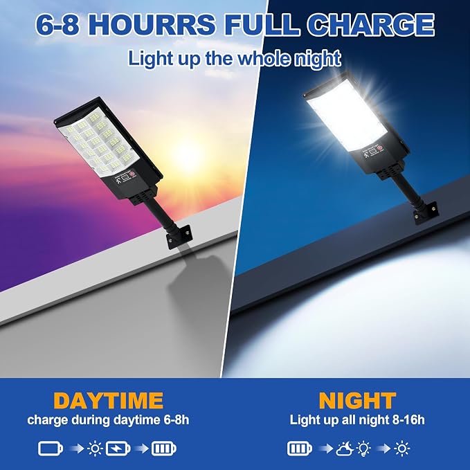 Solar Street Lights Outdoor, Waterproof Motion Sensor Solar Lights with Remote Control, 6500K Dusk to Dawn Parking Lot Flood Light for Outside Garage Yard, 8 Pack