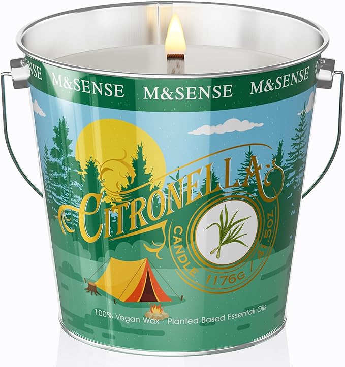 M&SENSE Citronella Peppermint Scented Candle 41.5oz | Outdoor Indoor Use, 220 Hours Burn Time, Nature Soy Wax, Summer Candles