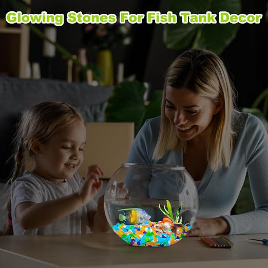 4000pcs 5-8mm Colorful Glowing Pebbles Glow Pebbles Aquarium Rocks Glow in The Dark Decorative Stones for Walkways Driveway Yard Grass Fish Tank Plant Pots
