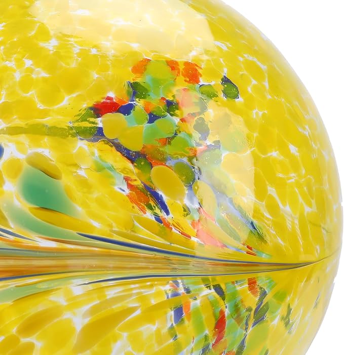 10 Inch Gazing Ball Glass Reflective Garden Globe Outdoor Gazing Globe Yard Ornament for Garden Yard Home Outdoor Decoration Yellow, NOT Solar