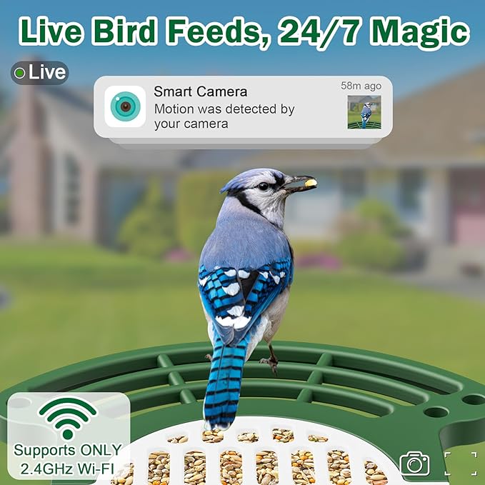 Smart Bird Feeder with Camera, AI Identify 10,000+ Species, Dual Solar Ports & Monocrystalline Roof, Modular Squirrel-Proof, 2K HD, 30-Day Free Cloud, Gifts for Parents